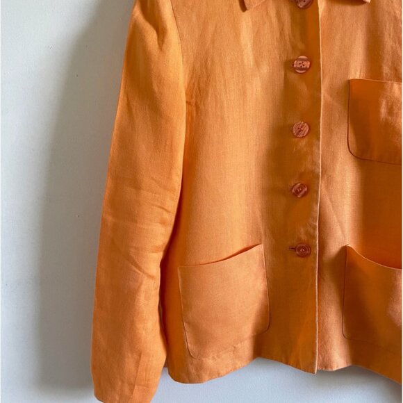 Vintage Washed Tangerine Irish Linen Blazer - Picture 7 of 7